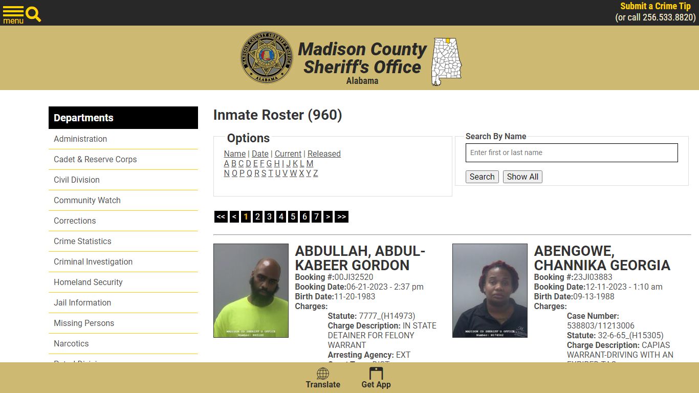 Inmate Roster - Current Inmates - Madison County Sheriff's Office